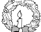 Dibuix Corona de nadal i una espelma pintat per clara
