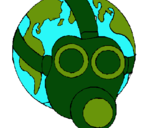 Dibuix Terra amb màscara de gas pintat per maria beel
