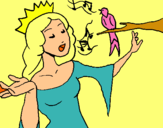 Dibuix Princesa cantant pintat per estel