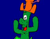 Dibuix Cactus amb barret  pintat per ALBA R