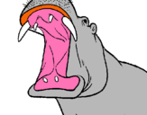 Dibuix Hipopòtam amb la boca oberta pintat per cristian