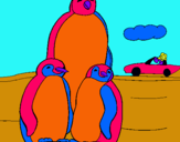 Dibuix Família pingüí  pintat per ainhoa