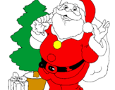 Dibuix Santa Claus i un arbre de nadal  pintat per mam
