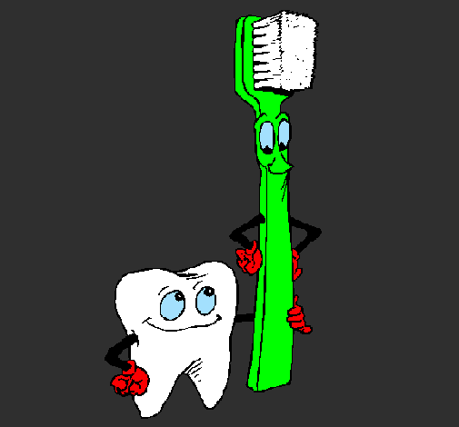 Dibuix Queixal i raspall de dents pintat per Pepa
