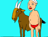 Dibuix Cabra i nen africà pintat per lluc maymo