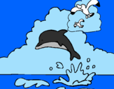 Dibuix Dofí i gavina pintat per marta