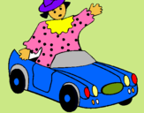 Dibuix Nina en un cotxe descapotable  pintat per quim royo