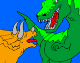 Dibuix Lluita de dinosauris pintat per albert 1