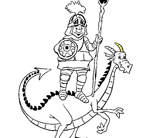 Dibuix Sant Jordi i el drac pintat per pepa