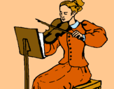 Dibuix Dama violinista pintat per MARGA
