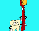 Dibuix Queixal i raspall de dents pintat per JI LAN STAR