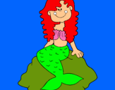 Dibuix Sirena asseguda en una roca  pintat per RITA