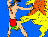 Dibuix Gladiador contra lleó pintat per arnau