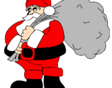 Dibuix Papa Noel amb el sac de regals  pintat per pol