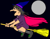 Dibuix Bruixa en escombra voladora pintat per mireia