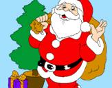 Dibuix Santa Claus i un arbre de nadal  pintat per gemma
