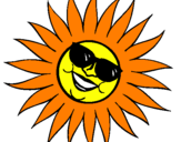 Dibuix Sol amb ulleres de sol pintat per nuria  moreno  peramarch