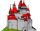 Dibuix Castell medieval pintat per Sant Jordi