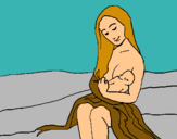 Dibuix Mare amb la seva nadó pintat per Àngel