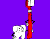Dibuix Queixal i raspall de dents pintat per minerva
