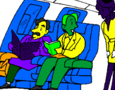 Dibuix Passatgers en l'avió pintat per Maria R.