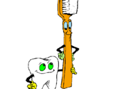 Dibuix Queixal i raspall de dents pintat per Luis