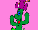 Dibuix Cactus amb barret  pintat per ELOI TORRAS