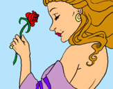 Dibuix Princesa amb una rosa pintat per pata