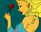 Dibuix Princesa amb una rosa pintat per su