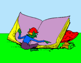 Dibuix Gnom llegint  pintat per marta
