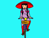 Dibuix Xina amb bicicleta pintat per adri