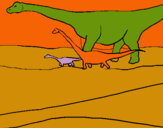 Dibuix Família de Braquiosauris pintat per marcel lamana roca