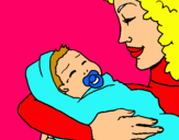 Dibuix Mare amb la seva nadó II pintat per aliz