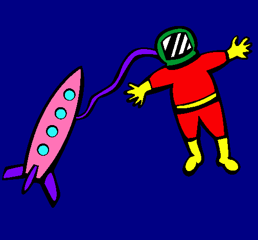 Dibuix Coet i astronauta pintat per tere