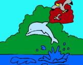 Dibuix Dofí i gavina pintat per leidy