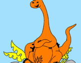 Dibuix Diplodocus assegut  pintat per ADRIÀ RAFECAS