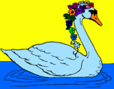 Dibuix Cigne amb flors  pintat per mar domingo lopez