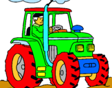 Dibuix Tractor en funcionament  pintat per nil