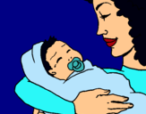 Dibuix Mare amb la seva nadó II pintat per LAURA