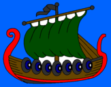 Dibuix Vaixell víking  pintat per oriol