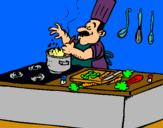 Dibuix Cuiner en la cuina pintat per josep