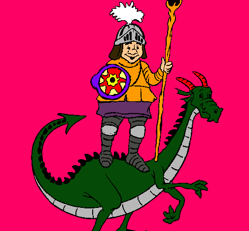 Dibuix Sant Jordi i el drac pintat per sant jordi i el drac