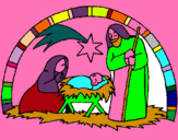 Dibuix Pessebre de nadal  pintat per Marta V.