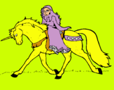 Dibuix Princesa en unicorn  pintat per unicornd or