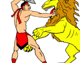 Dibuix Gladiador contra lleó pintat per dani torrente
