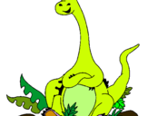 Dibuix Diplodocus assegut  pintat per lluis guillem diplodocua