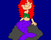 Dibuix Sirena asseguda en una roca  pintat per maria