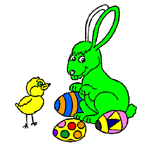 Dibuix Pollet, conillet i ous pintat per antonio