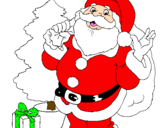 Dibuix Santa Claus i un arbre de nadal  pintat per rei bl