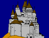 Dibuix Castell medieval pintat per quim